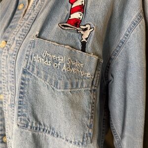 *SOLD* Universal Studios Denim Shirt with Cat in the Hat Embroidery